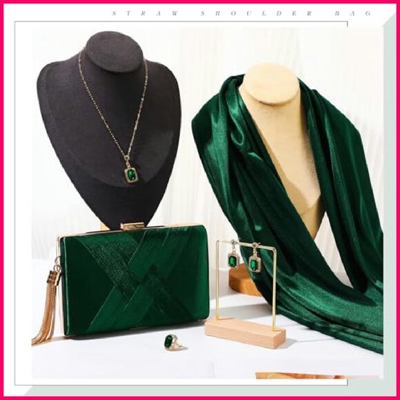 Satin Evening Bag Set Rhinestone Jewelry Elegant Vintage Party Wear